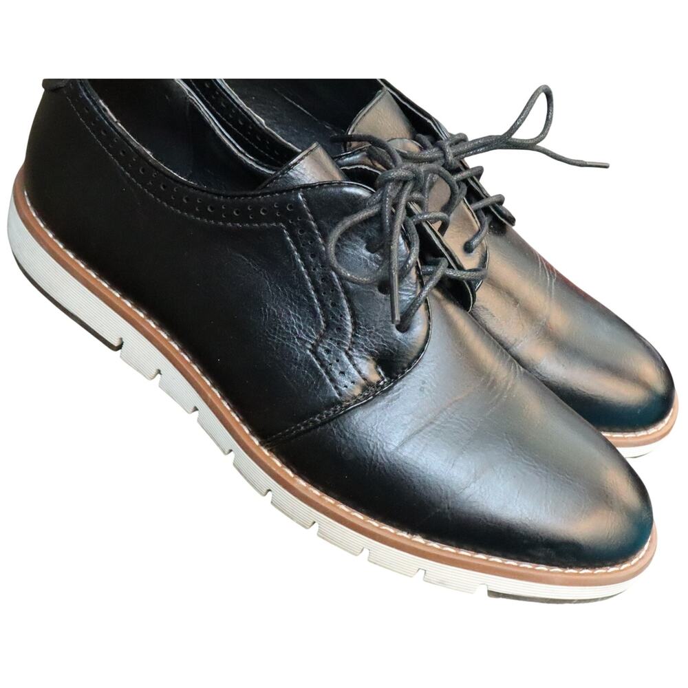 Tahari Black Leather Sneaker Dress Shoe Oxfords Lace Up Mens 10 Work Casual